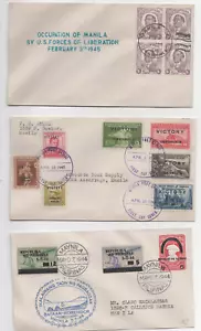 3 Cubiertas Filipinas Manila 4/16/45 Victoria, 5/7/44 Bataan, 2/3/45 Liberación de Estados Unidos - Imagen 1 de 1