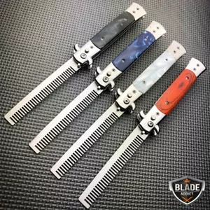 Automatischer Druckknopf Klappkamm Friseur Switchblade Taschenmesser Look Brush - Bild 1 von 12