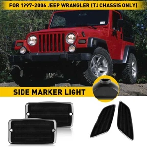 4PC Smoke Bumper Signal Fender Side Marker Lights For 1997-2006 Jeep Wrangler TJ - Picture 1 of 13