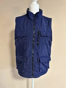 Nylon Navy Blue Outdoors Vest Cargo Pockets Full Zip Boys Sz 14/16 - Picture 1 of 11