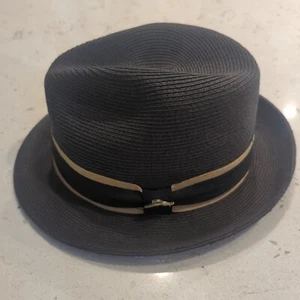 Tommy Bahama Shade Maker Fedora Hat Mens Black Tan Toyo Straw CSTTBW244IL-BLK - Picture 1 of 10