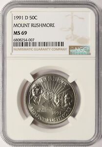 1991-D 50c Mount Rushmore Commemorative Half Dollar NGC MS69