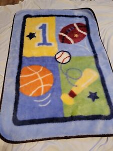 Just Born Baby Blanket Sports Baseball Football Basketball Flannel 