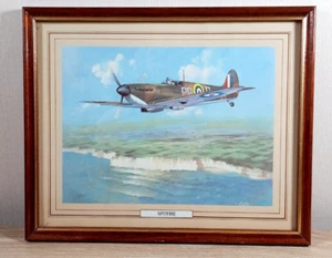 Spitfire World War Two framed wooden picture. Memorabilia. 27cm length - Picture 1 of 4