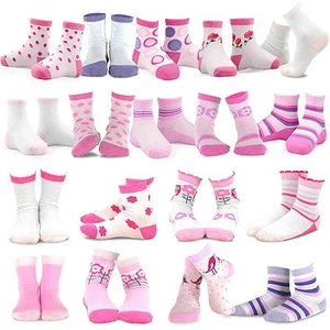 TeeHee Little Girls Cotton Crew Novelty Socks 18 Pair Pack Gift Box Vintage Girl - Picture 1 of 4