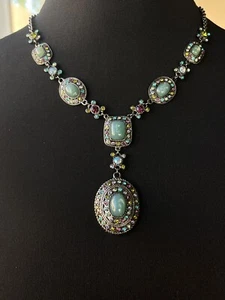 Joan Rivers Twilight Garden Halskette & Ohrringe Emaille mit Swarovski Kristallen Set - Bild 1 von 23