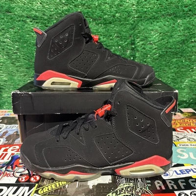 Air Jordan 6 Retro BG Infrared Black/Red Size 6.5Y 384665-023 2014 NEW Yellowing - Image 1 of 3