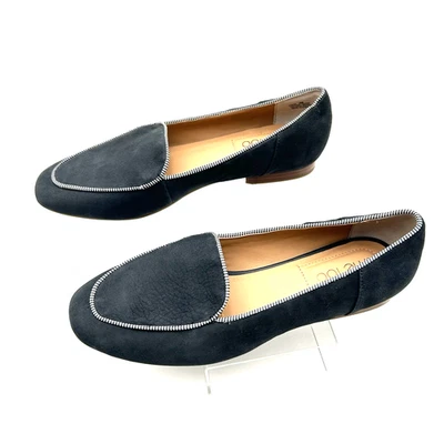 ME TOO YASOR Mujer’s 9M Azul Oscuro Mocasín Plano con Borde Blanco Foto 1 de 4