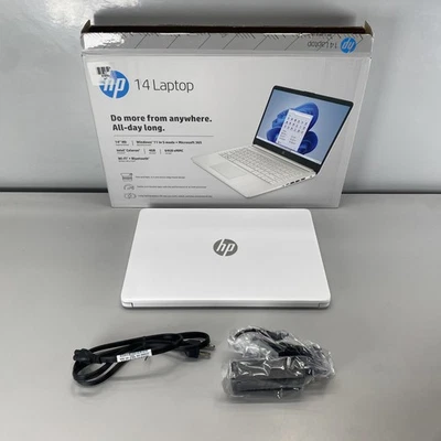 Ноутбук HP 14-DQ0052DX 14 дюймов Intel Celeron N4120 64 Гб - белый - Изображение 1 из 4