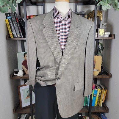 Abrigo deportivo Hart Schaffner Marx para hombre dos botones beige negro pata de gallo 46R Foto 1 de 4