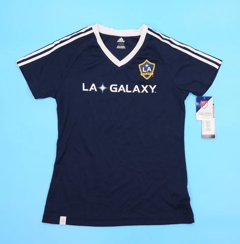 Girls Adidas LA GALAXY SOCCER MLS Size L Navy Polyester T-Shirt Short Sleeve Cover
