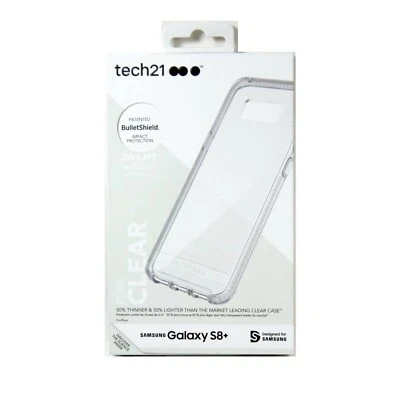 TECH21 CASE FOR SAMSUNG GALAXY S8+ PURE CLEAR IMPACT PROTECT LIGHT NEW T21-5603 - Image 1 of 2