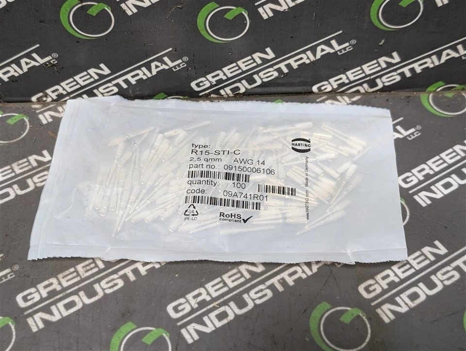 NEW Bag of 100 Harting 09150006106 Crimp Connectors R15-STI-C - Image 1 of 3