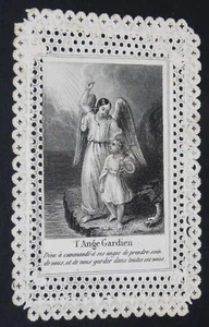 CANIVET IMAGE PIEUSE XIXe ANGE GARDIEN JESUS CHRIST SACRE COEUR CROIX FOI DIEU - Imagen 1 de 2
