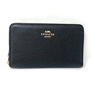 Cartera Coach Mediana Identificación Cremallera en Cuero Negro C4124 Nueva Con Etiquetas - Imagen 1 de 7