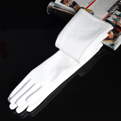 60cm Women's Real Leather White Wedding Bridal Party Evening Long/Opera Gloves