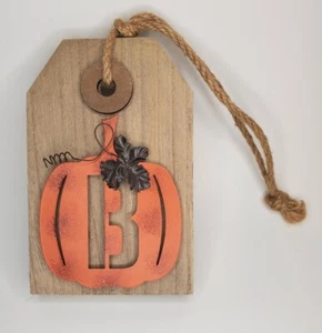 Wood Pumpkin Door Hanger Sign - LETTER "B" - Plaque Halloween / Fall Decor - NEW - Picture 1 of 5