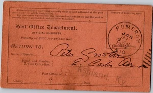 Reçu de colis enregistré 1903 Pomeroy Ohio à Ashland Kentucky Post Office - Photo 1/2