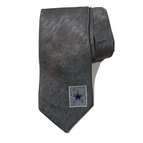 NFL Football Dallas Cowboy Football Men's Gray Grey Tie Dallas Star Cover