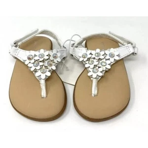 Wonderkids Baby 3D Floral Faux Rhinestone Sandals Adjustable Strap White Size 3 - Picture 1 of 6