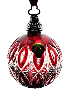 Waterford 2017 Ruby Red Cut to Clear Crystal Ball Ornament New in Box - Picture 1 of 6