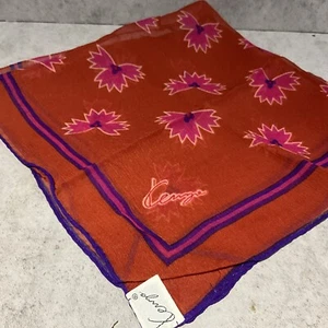 Kenzo Silk 21” x 20.5” Scarf Handkerchief Kerchief Burnt Orange Pink Purple - Picture 1 of 4