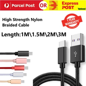 Braided Fast Charger USB C Type-C Data Cable For Android Samsung S21 S20 S8 S9 - Picture 1 of 14