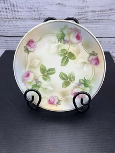 Erdmann Schlegelmilch ES PRUSSIA 1811 Porcelain Plate 7.5in Hand Painted Roses - Picture 1 of 12