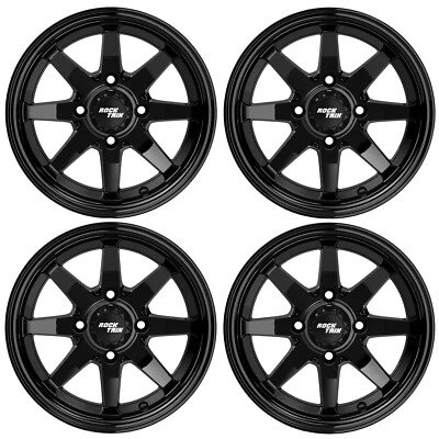 4pcs 12" RockTrix RT102 Golf Cart Wheels 12x7, 4x101.6 4x4", 3+4 Offset, Black - Image 1 of 4