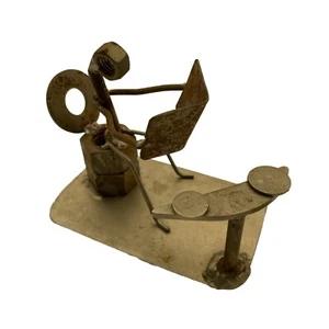 HINZ & KUNST METAL NUT & BOLTS SCULPTURE 5” TOILET READ STEAMPUNK VINTAGE ART US - Picture 1 of 24