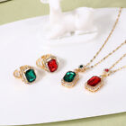 3-piece Set Luxury Fashion Emerald Perfume Bottle Necklace Earrings Ring Banq Bh