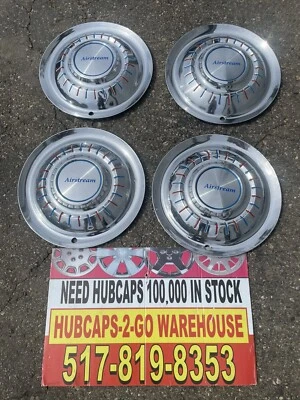 15” Airstream Hubcaps Stainless set 4 used with Vynal Emblems Retro 1959-74 Rare - Image 1 of 4