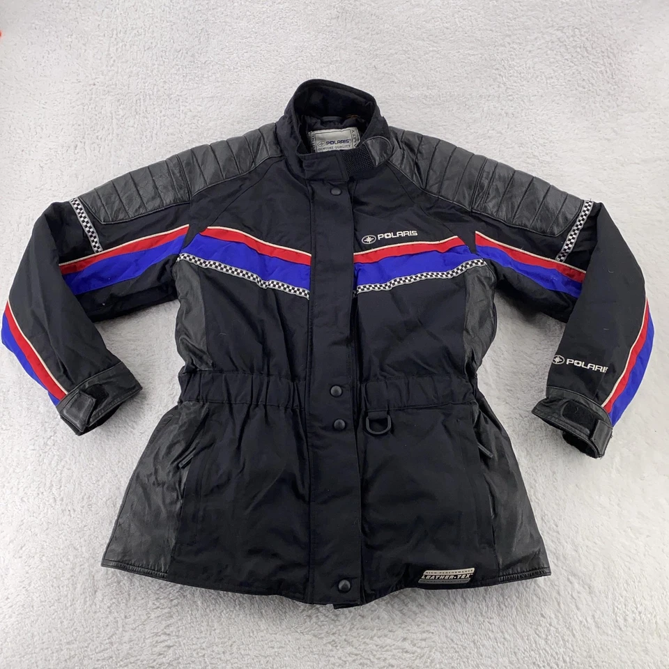 Vtg Polaris Leather-Tex High Performance Padded Jacket Ski Racing Thermolite M - Image 1 of 4