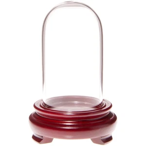 Plymor 1.85" x 3.5" Mini Glass Display Dome Cloche (Red Wood Veneer Footed Base) - Picture 1 of 1