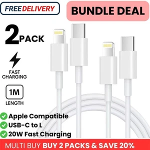 2x USB-C to iPhone Cable 1M White Fast Charging for iPhone 15 14 13 12 11 iPad - Zdjęcie 1 z 27