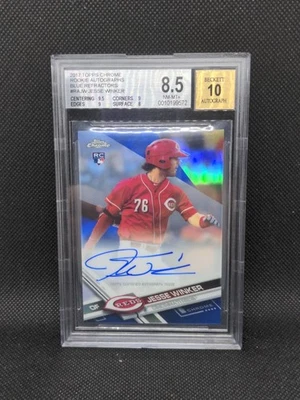 2017 Topps Chrome Jesse Winker Blue Refractor Auto BGS 8.5 101/150 #RA-JW - Image 1 of 2