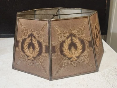 Antique Rembrandt Style 8 Panel Metal Mesh Lamp Shade Art Deco - Image 1 of 4