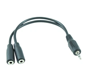 2.5mm 3 Conductor TRS Y-Split:1 Male to 2 Female Stereo Adapter Cable - Picture 1 of 2