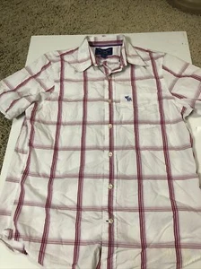 Abercrombie & Fitch Button Down Red White Striped Shirt Men's Size Large - Picture 1 of 6