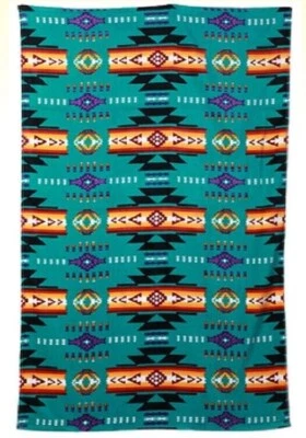 Nueva toalla de regalo de playa piscina nativa de gran tamaño verde azulado arte azteca Foto 1 de 2