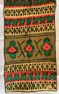 Vera Scarf Oblong Colorful Tribal Style Pattern 60% Rayon 40% Silk 45 x 14” - Picture 1 of 3