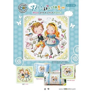 Soda Cross Stitch Chart SO-3190 Alice and A Clock Rabbit - Picture 1 of 1