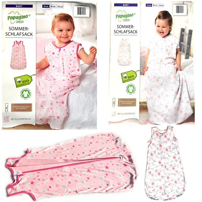 Set of 2 baby sleeping bag organic cotton romper bag 0-12 month girls size 70  - Image 1 of 4