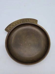 Vintage Solid Brass POCKET CHANGE Keys Jewelry Trinket Dish Natural Patina  - Picture 1 of 7