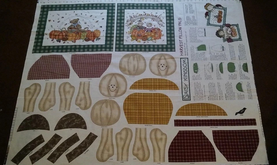 DAISY KINGDOM HARVEST PILLOW PALS AUTUMN FALL PILLOW FABRIC PANELS - NEW  - Image 1 of 1