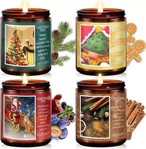 Christmas Candle Set 4 Pack Scented Soy Candles for Home Christmas Gifts - Picture 1 of 12