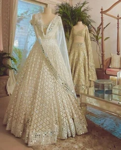 PARTY WEAR LEHENGA CHOLI INDIAN DESIGNER BOLLYWOOD LEHNGA WEDDING BRIDAL ETHNIC - Picture 1 of 9