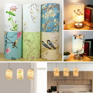 Chinese Style Small Fabric Cylinder Lampshade Floral Bird Lamp Table Cover - Picture 1 of 19