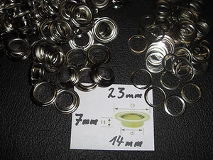 14 mm Öse mit Scheibe Silber Farbe 25 Stück, für Ösenwerkzeug  Spindelpresse - Bild 1 von 1
