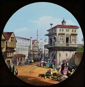 ANTIQUE Magic Lantern Slide RUSSO TURKISH WAR ADRIANOPLE STREET C1880 ERDINE - Picture 1 of 2